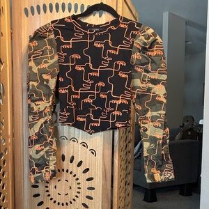 Stylish camouflage orange and Black Top